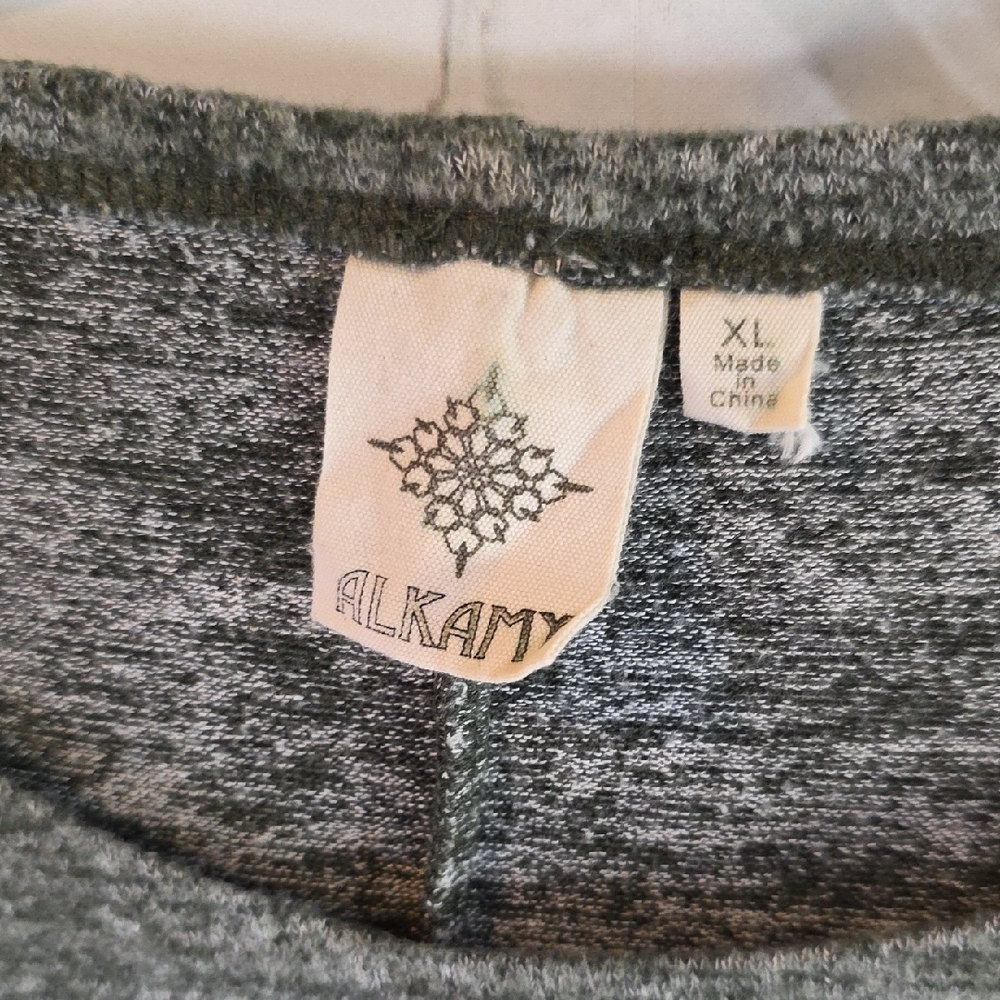 Alchemation Alkamy Gray Ruched Sleeve Oversized Knit Sweater XL - Picture 2 of 5